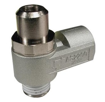 SMC Pneumatics Tamper-Proof Speed Controller; Elbow; M5 Standard Body Size; Meter-In Control; 10-32 UNF Port